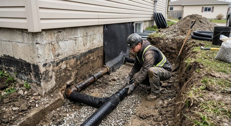 Basement Drainage Installation in Manchester, NH